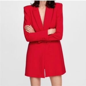 Zara Red Long Blazer Dress